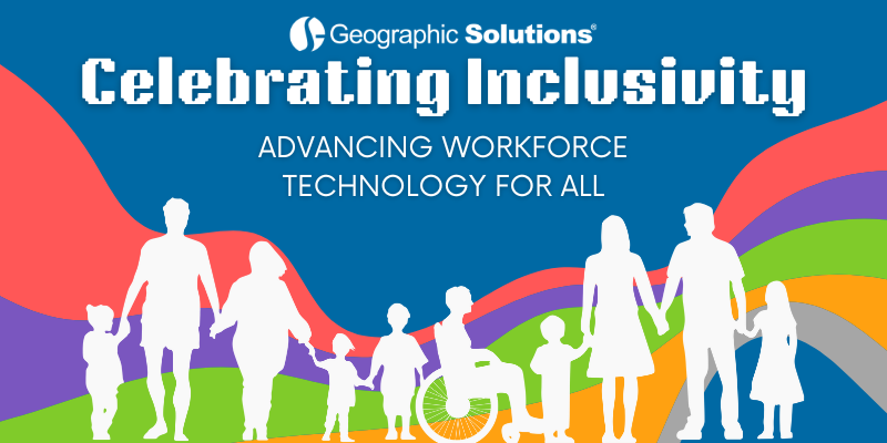 Celebrating Inclusivity and Advancing Workforce Technology for All graphic with different types of people with disabilities holding hands